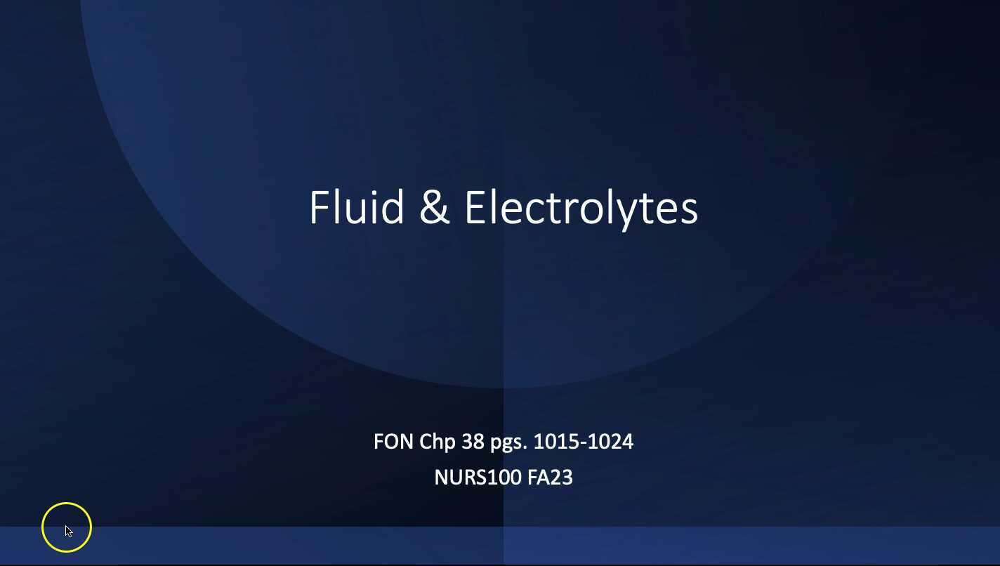Fluid and Electrolytes Fundamentals FA23