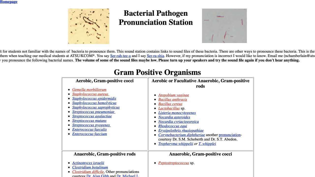 Week 1 Assignment Bacterial Pathogen Pronunciation Station Lab