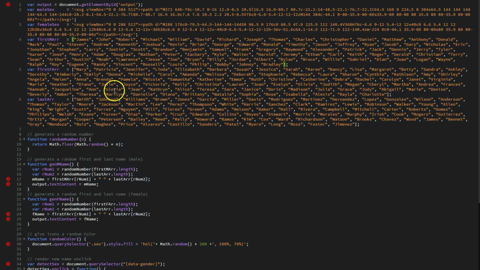 Generador de Nombres en JavaScript