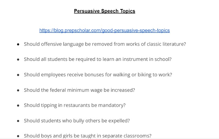 persuasive speech prompts