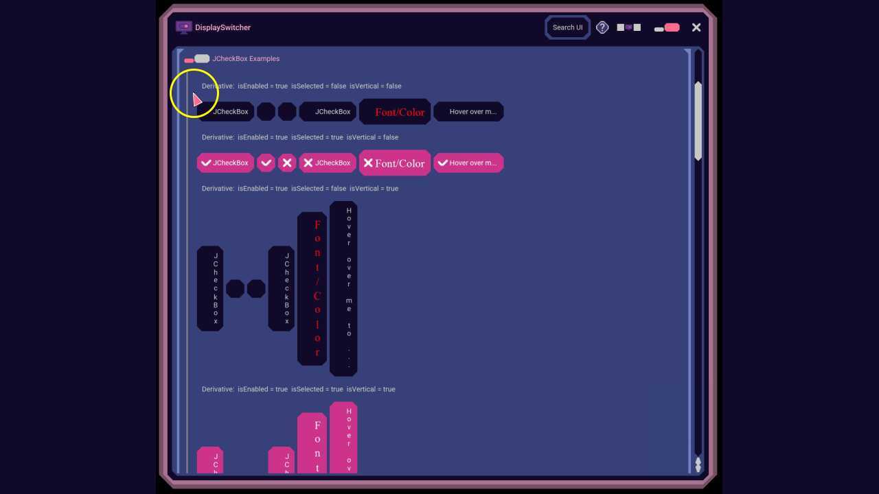 UI:  Checkbox Buttons