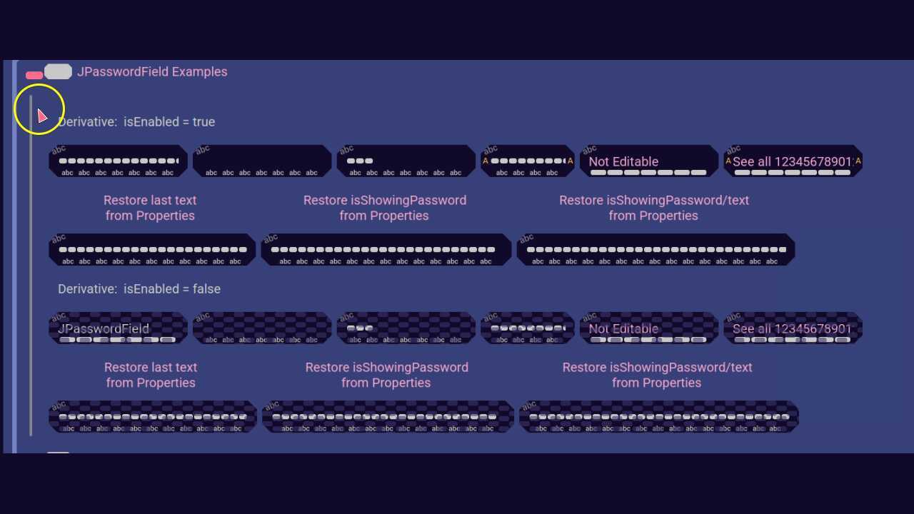 UI:  Password Text Fields