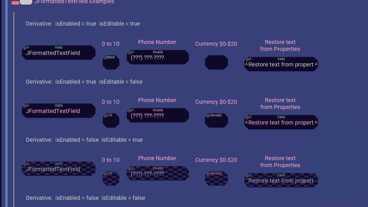 UI:  Formatted Text Fields
