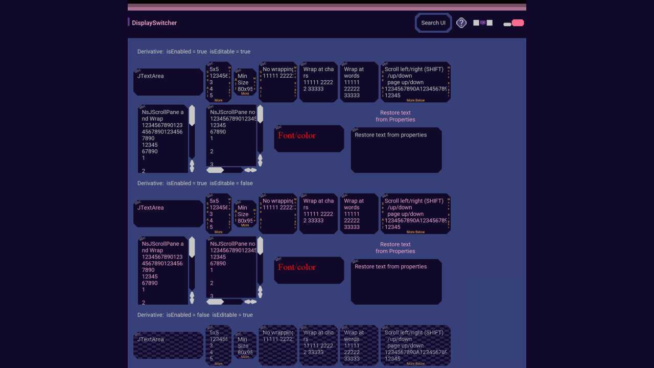 UI:  Text Areas