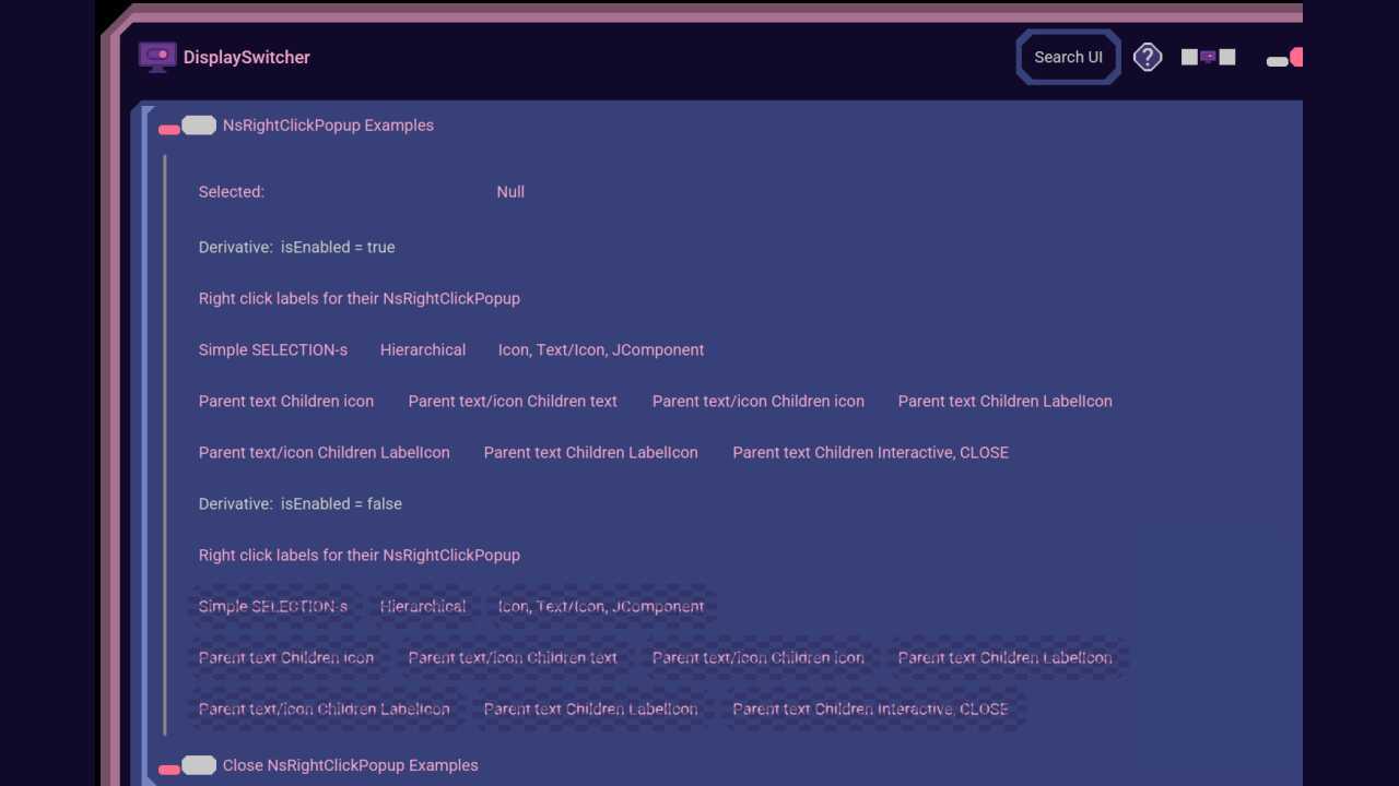 UI:  Right Click Popups