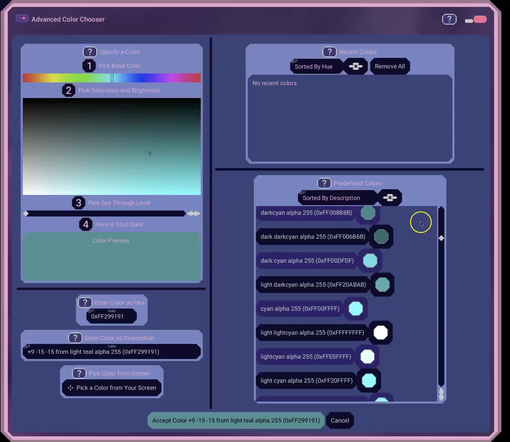 Color Chooser Predefined Colors