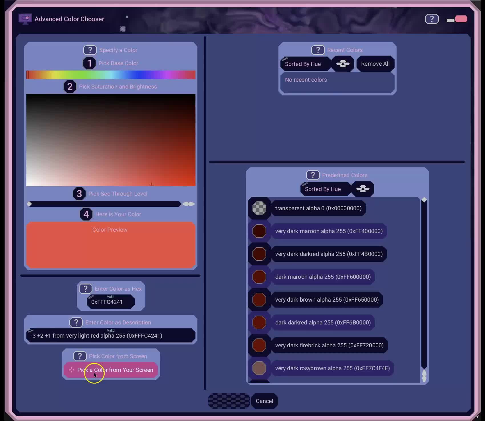 Color Chooser Pick Color From Screen