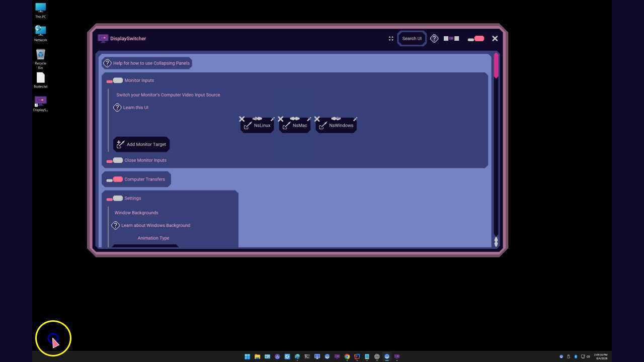 Hide DisplaySwitcher Window after Monitor Switch