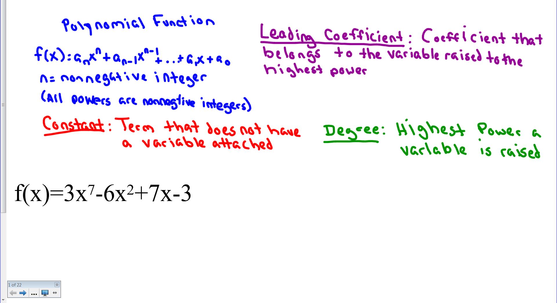 Defining Polynomial Function
