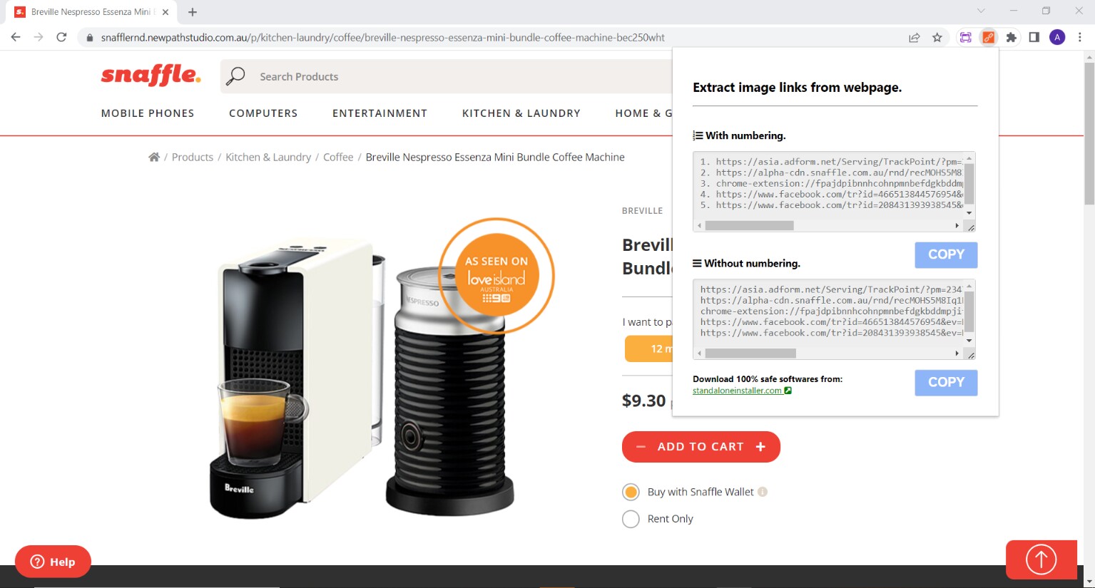 Snip Breville Nespresso Essenza Mini Bundle Coffee Machine Breville