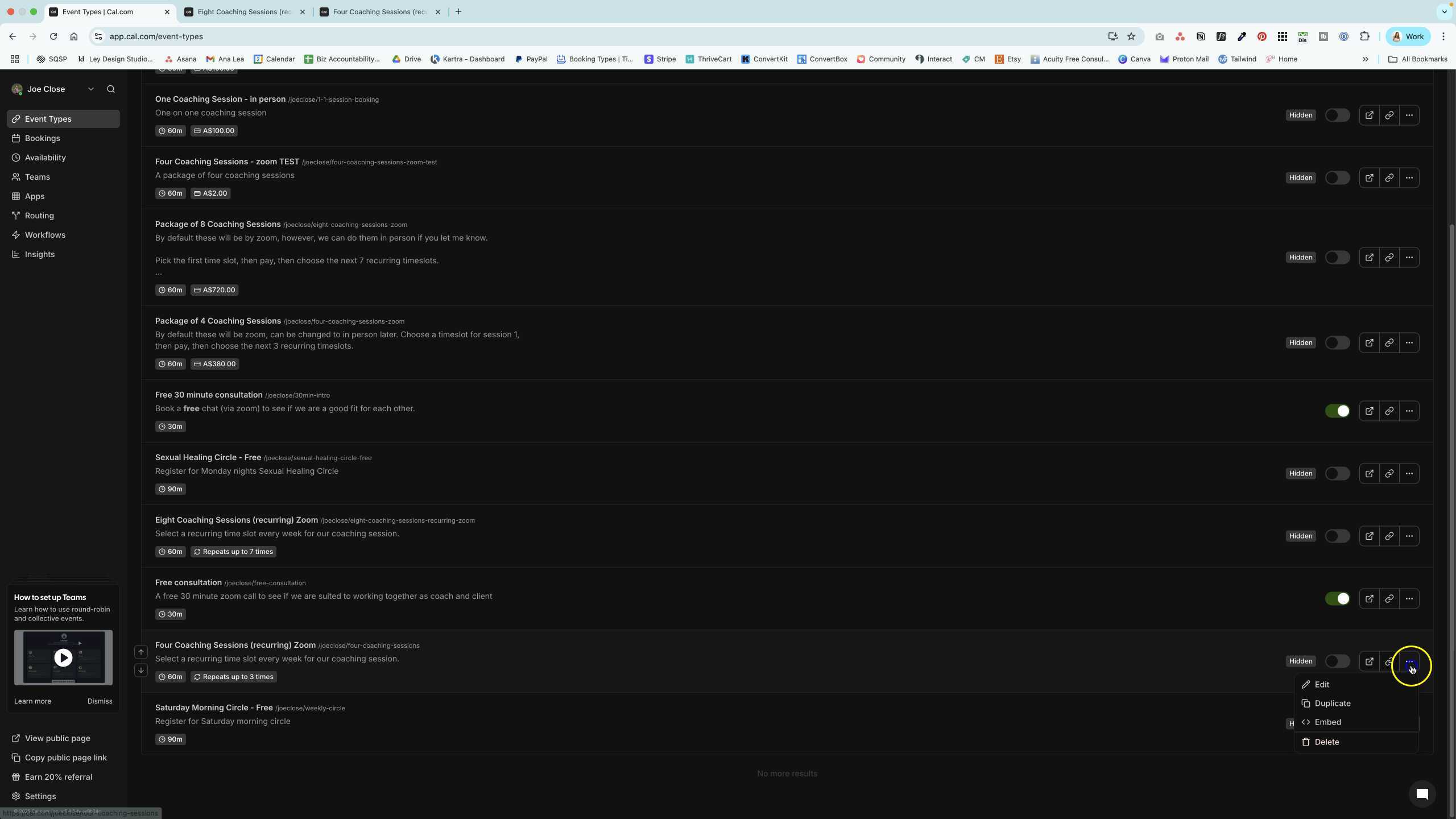 Answering Questions About Recurring Sessions and Discounts in Calendly