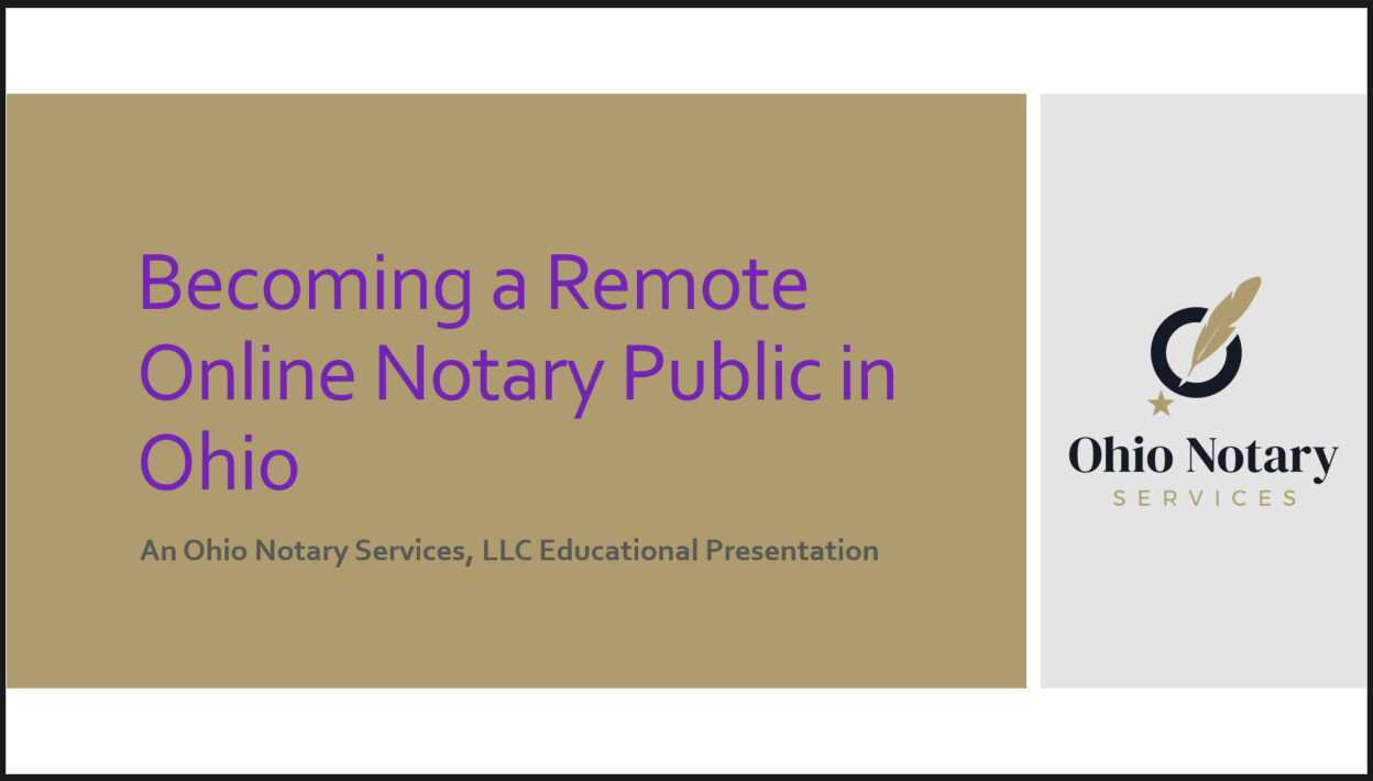 How to an Ohio Remote Online Notary Public